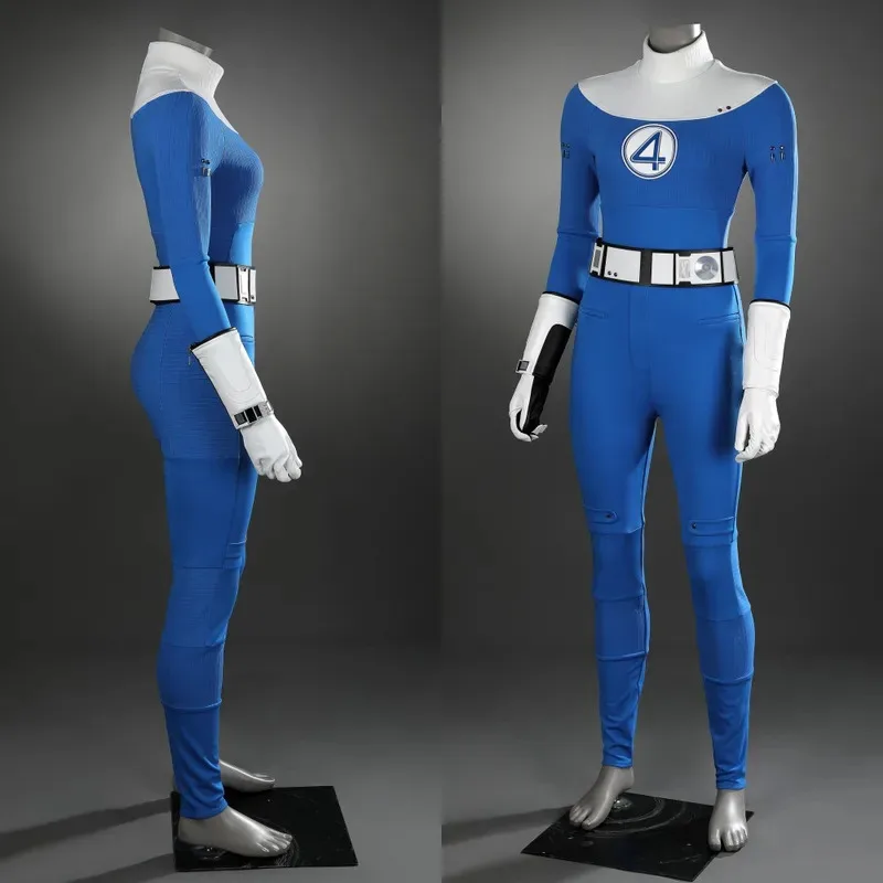 Susan tempestade cosplay traje mulher adulta macacão invisível azul fantasias fantásticas roupa halloween comic con terno fggf;'4