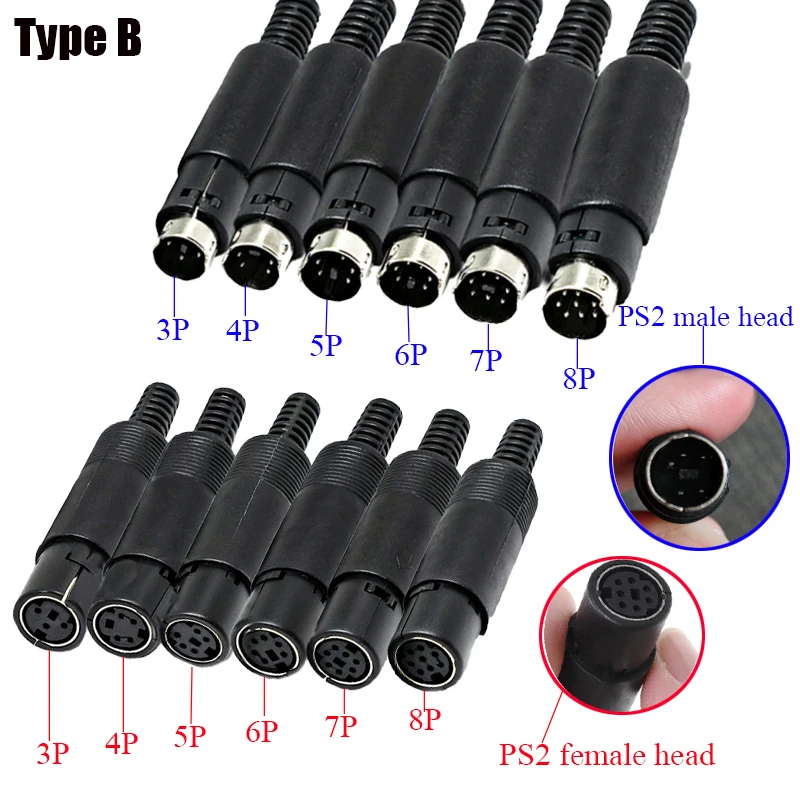 1Piec Size S Terminal Male/female DIN Socket Plug Base 3/4/5/6/7/8P Core/pin Computer Keyboard/square Quadrilateral Plug Ps2