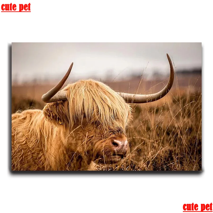 DIY Diamond Painting Highland cattle 5D Embroidery Drawing Needlework Gift Full Diamond Mosaic Cross stitch Home Decor puzzle