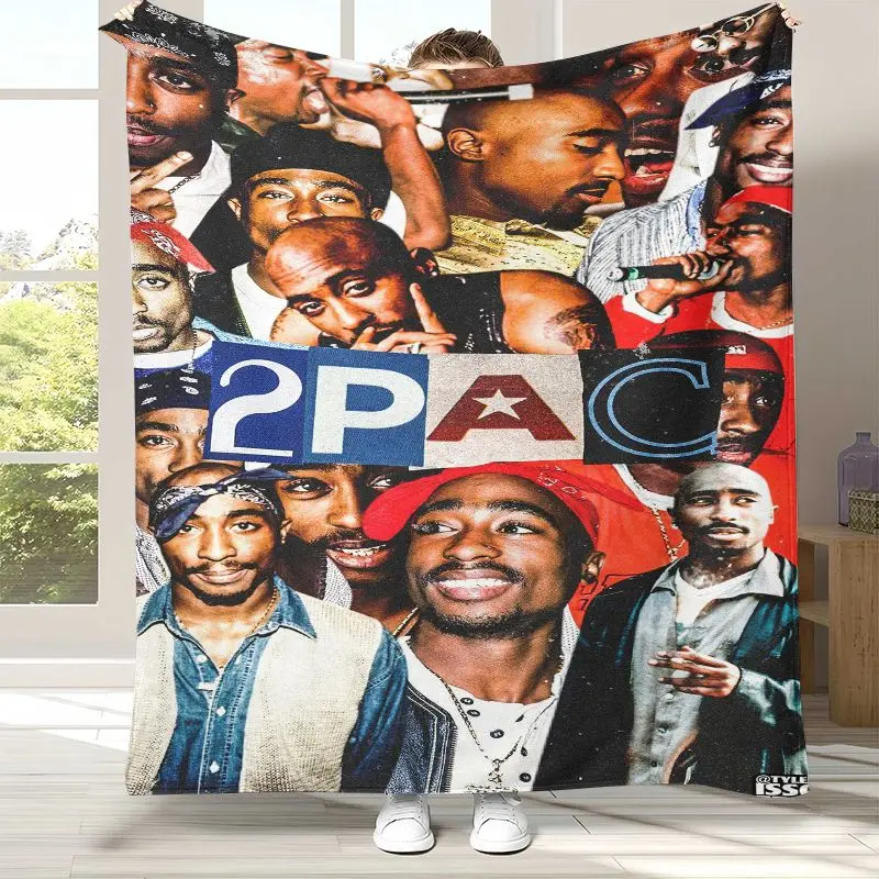 Vintage Tupac 2Pac Thug Life West Coast Rap Legend Flannel Throw Blanket,Cozy Warm Blanket for Bed,Sofa,Living Room,Picnic,Gift
