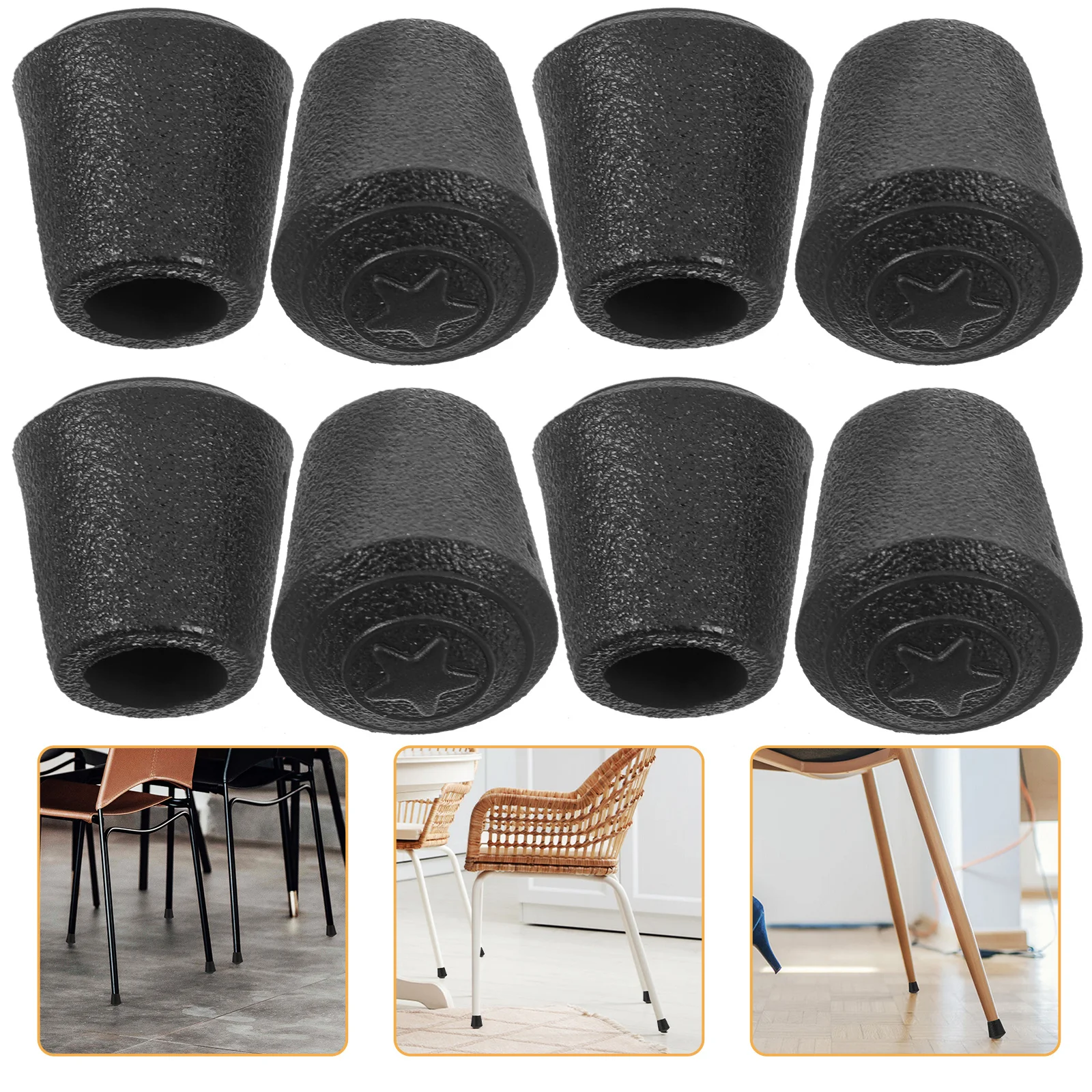 

8pcs Black Rubber Chair Leg Tips Caps Furniture Legs Protective Covers for Hardwood Floors Anti Slip Table Leg Covers