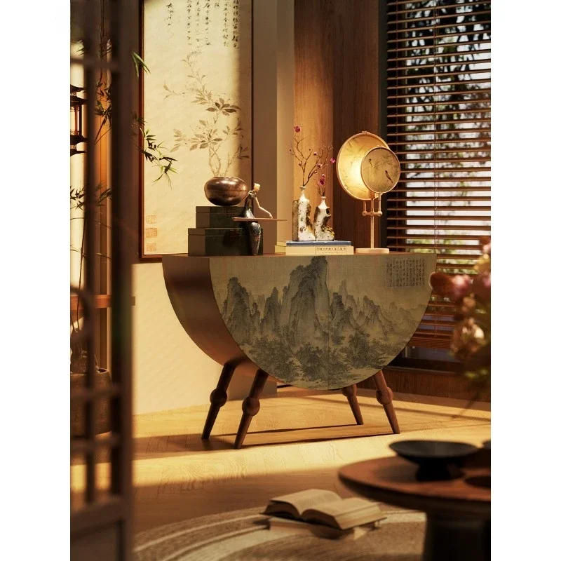 Retro home solid wood entrance cabinet, living room, dining room, side cabinet, integrated storage, medieval decorative cabinet