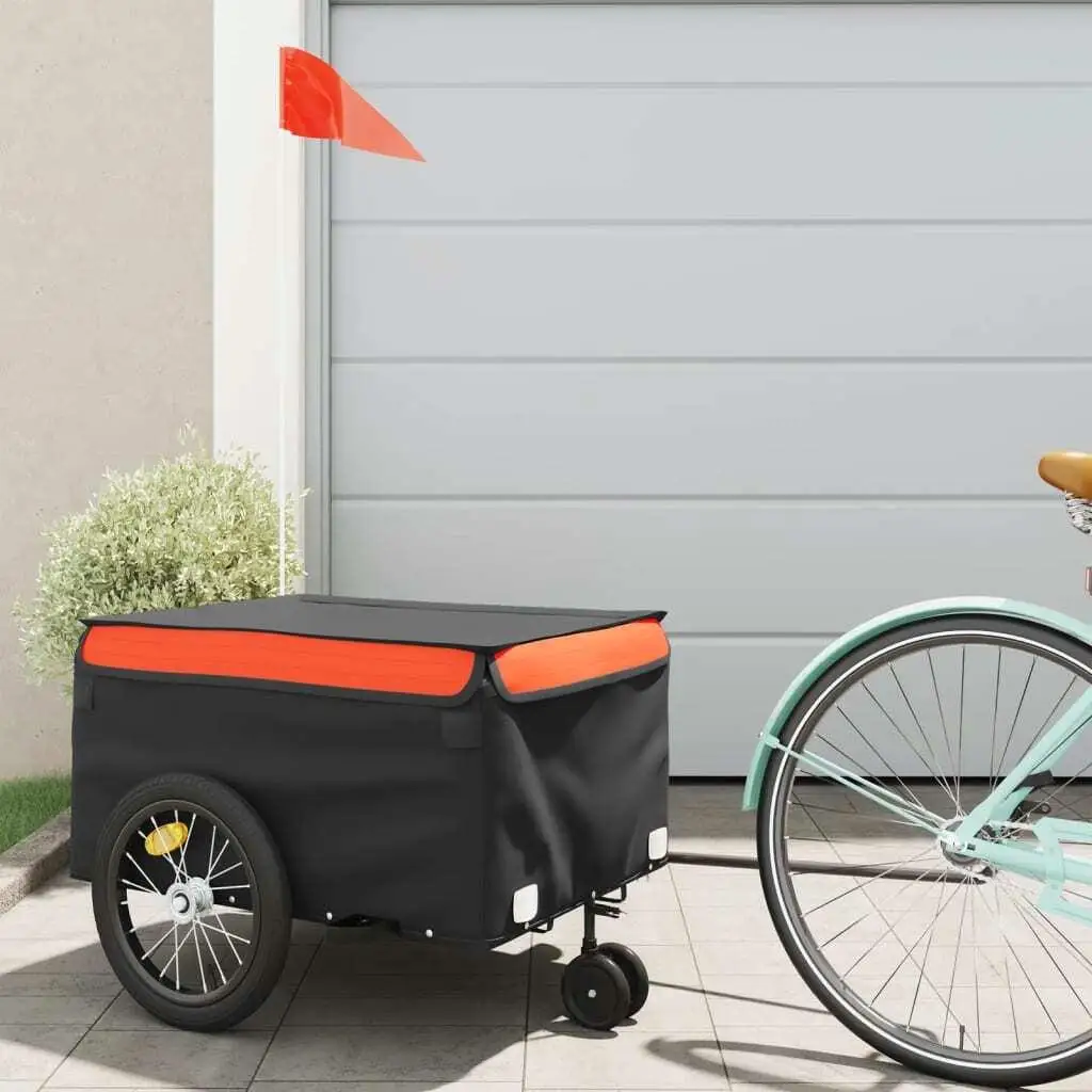 

99.2 lb Black & Orange Iron Bike Trailer - Durable & Lightweight Cycling Accessory