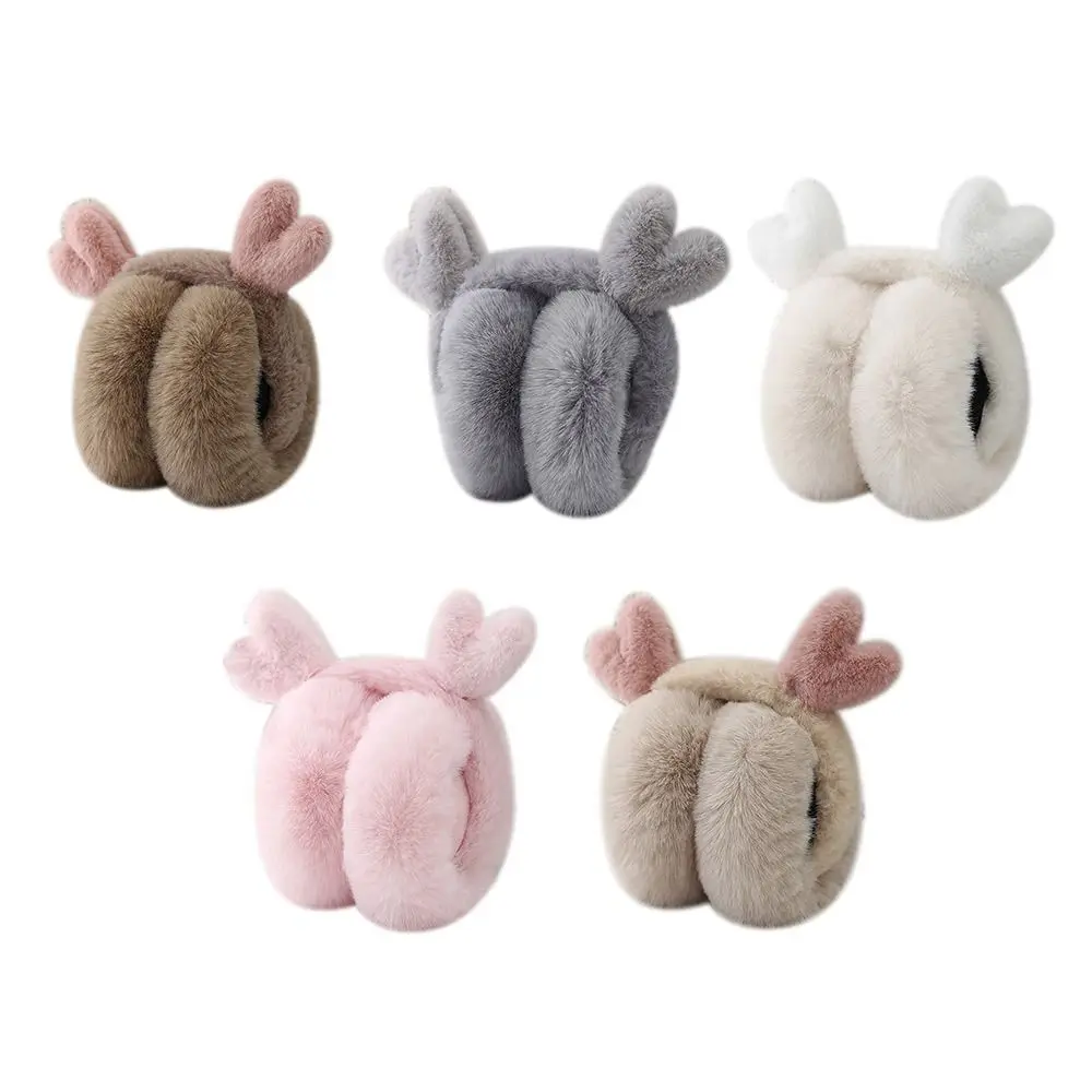 Fashion Deer Ear Earmuffs Foldable Thickened Ear Warmer Keep Warm Anti-Freeze Winter Earflaps for Women Girls