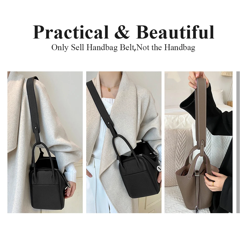 Leather Handbag Belt Fit for Lindy/Evelyne/Picotin, Replacement Shoulder Strap DIY Adjustable Crossbody Bag Soft Luxury 67cm