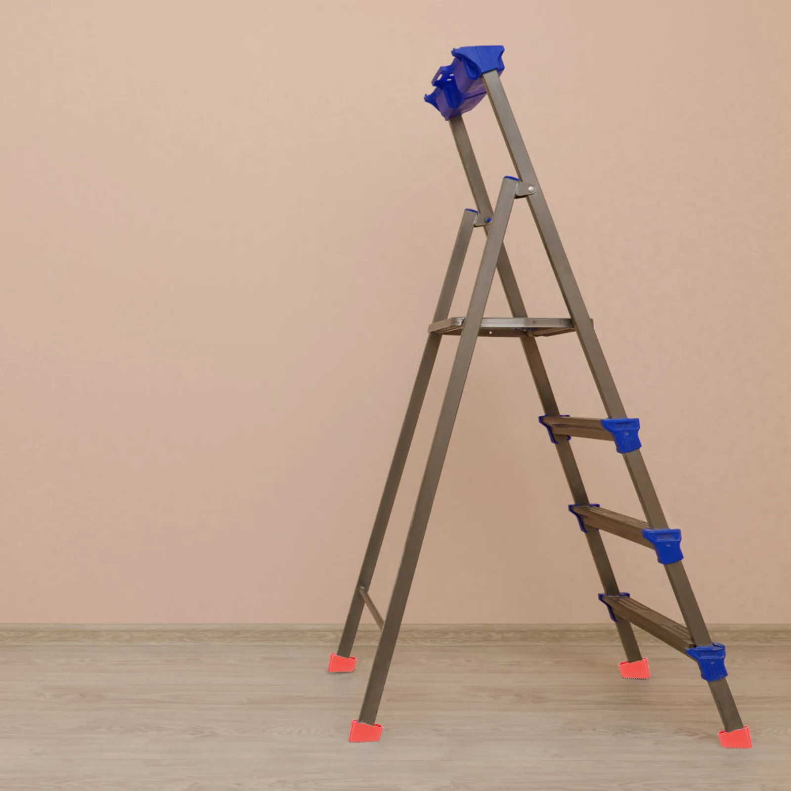 4Pcs Non-slip Ladder Foot Pad Protector Rubber Cover for Aluminum Stairs Step 2Red Easy Install Fits Most Ladders
