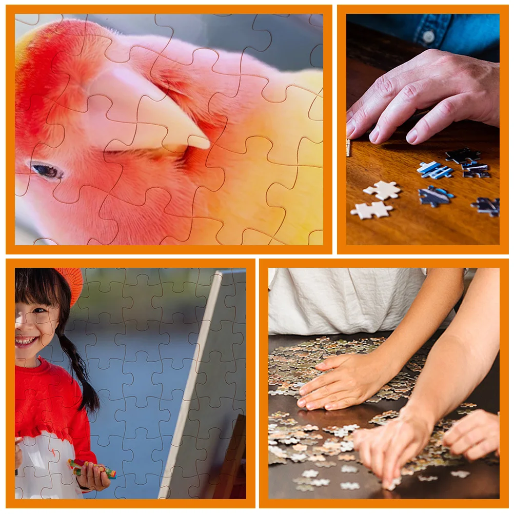 5 Sheets DIY Wooden Puzzle Blank for Heat Sublimation Transfer Craft Customizable Jigsaw Game for Family Party Gift Activity