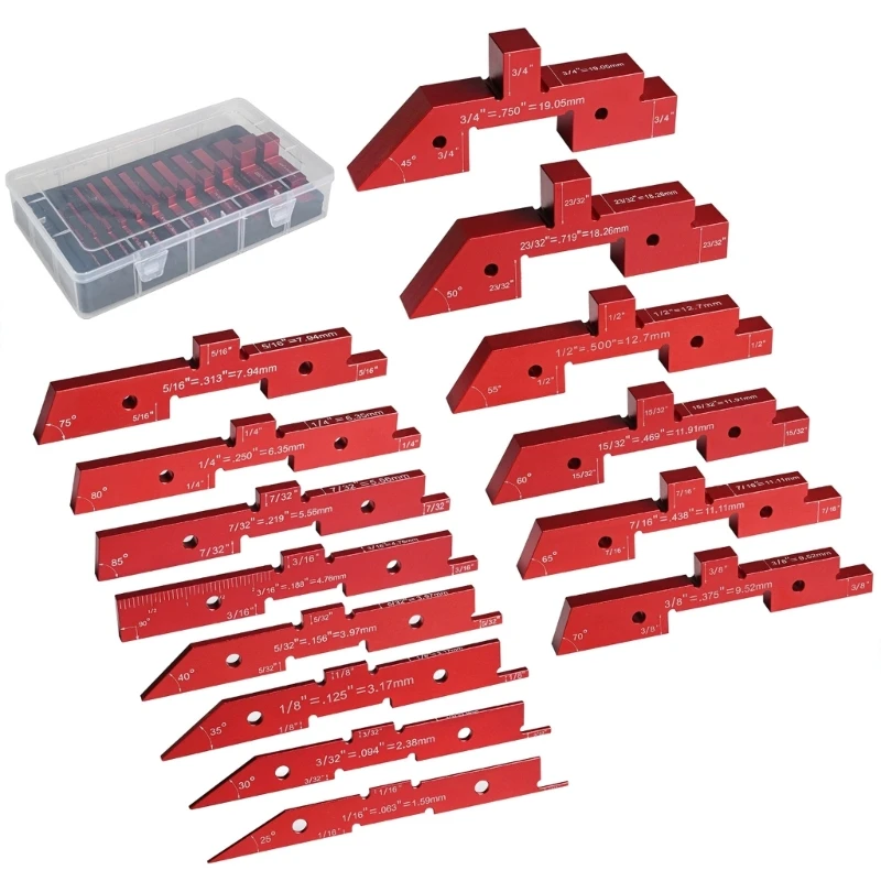 14Pcs Setup Block Height Gauge Set Precisions Aluminum Router Table Set Up Bar