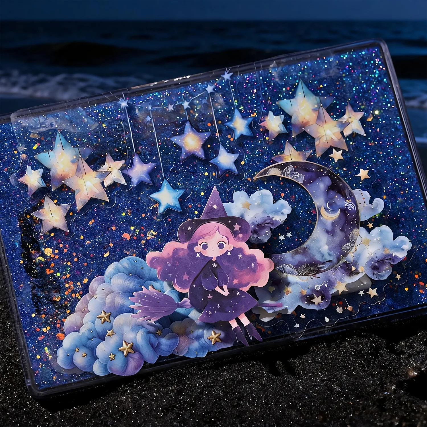 16pcs/1lot Kawaii Stationery Stickers Cloud based stars and moon Junk Journaling Decorative Mobile Scrapbooking for stickers