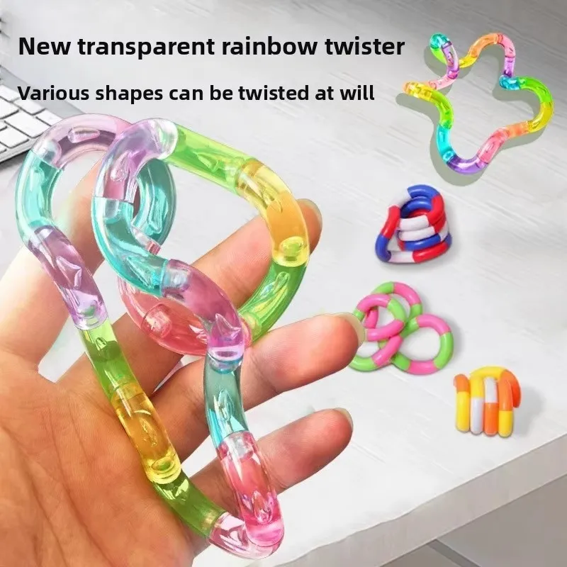 10/30/50pcs Crystal Deformable Rope Fidget Toy Colorful Fun Anti Stress Deformation Rope Knot Pressure Stress Relief Toys