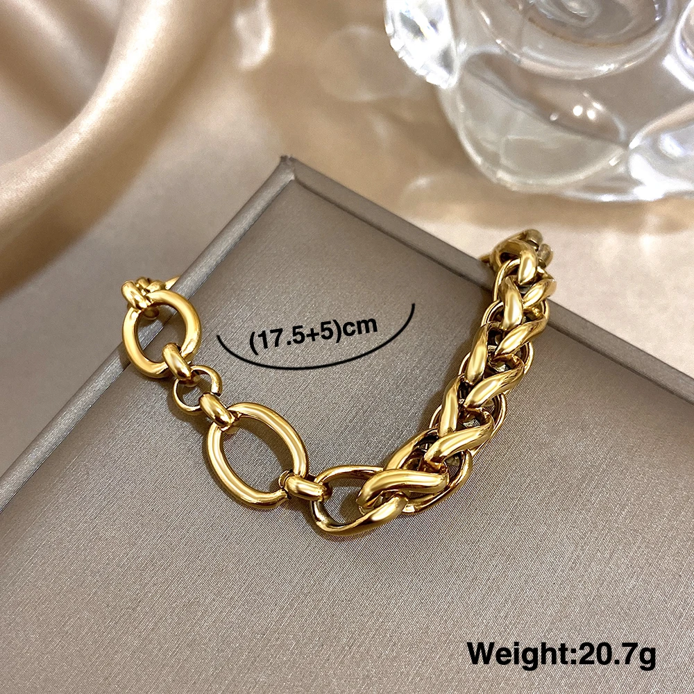 Bransoletka damska w stylu vintage, z pustym, skręconym łańcuszkiem, patchworkowa, w kolorze złotym i srebrnym, wykonana ze stali nierdzewnej, wodoodporna biżuteria.