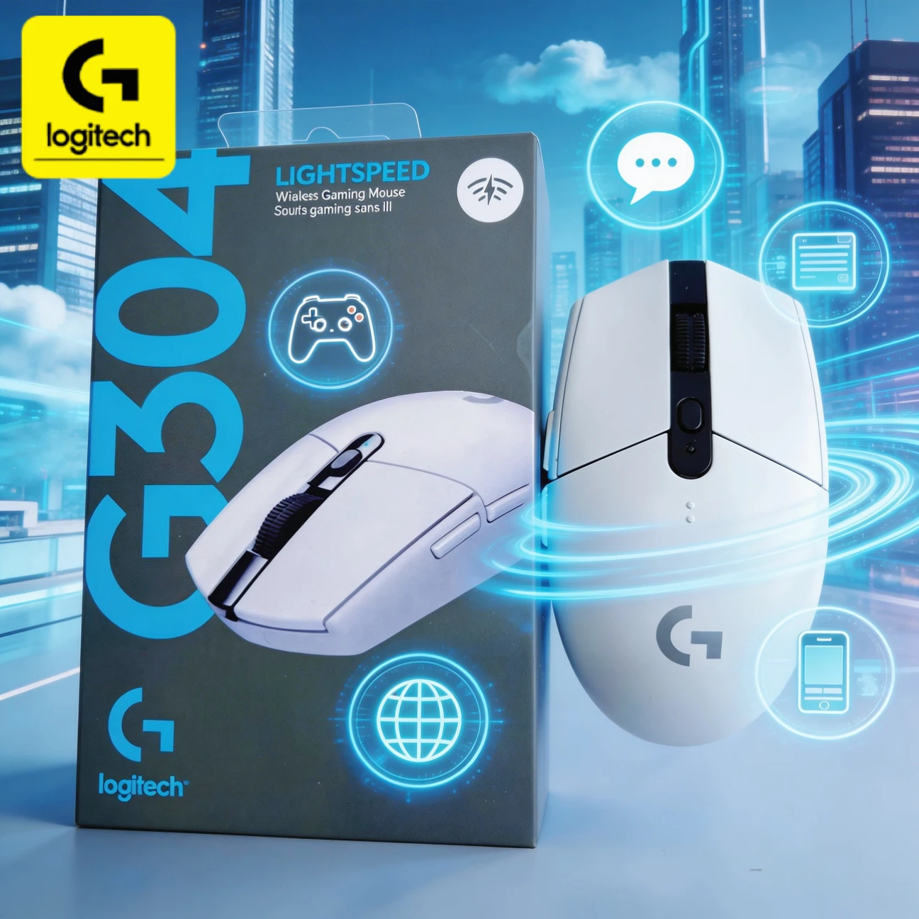 Logitech G304/G203 Wireless LightSpeed Mouse: 1ms response time, 12000 DPI, 6 customizable buttons, 250 hours battery life