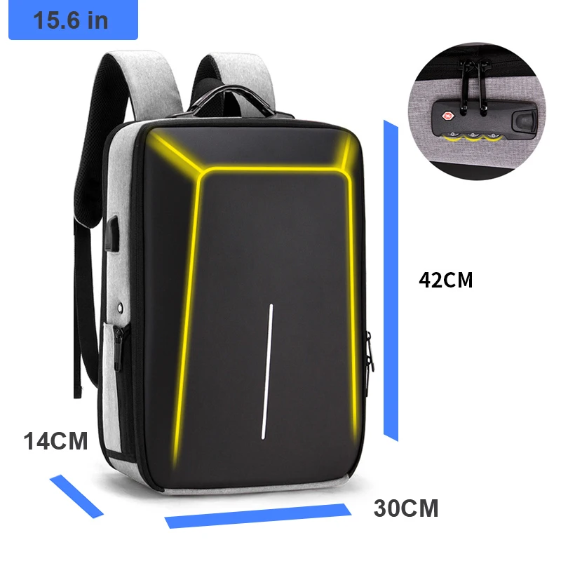 15.6 Inch Laptop Backpack Multifunctional Hard Shell Backpack Water Resistant Travel Bag College Bookbag with USB Charging Port