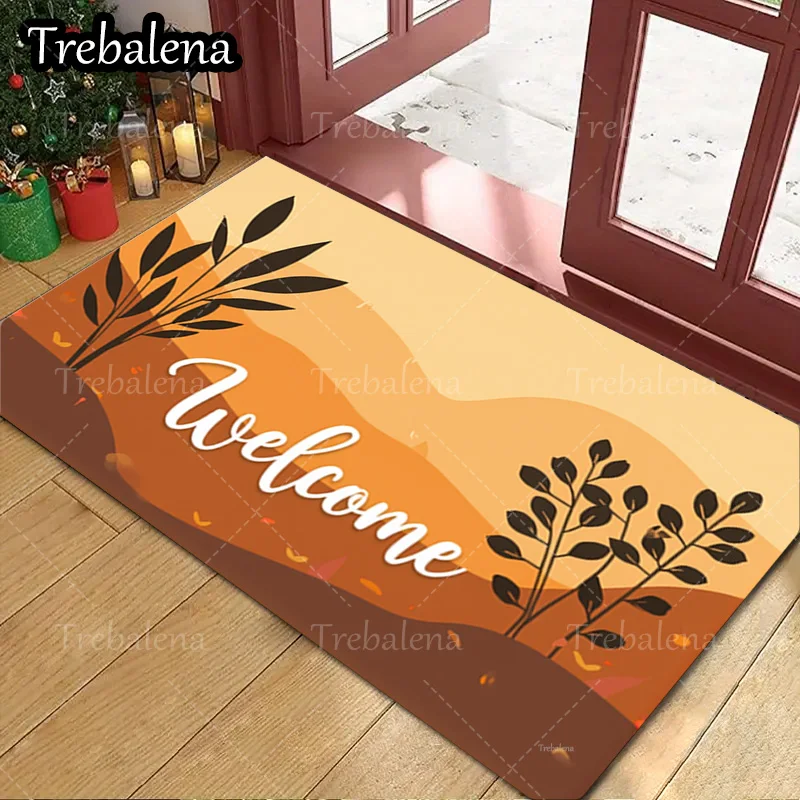 

1pc Welcome Door Mat Autumn Welcome Mat with Leaf Design for Home Entrance Decor