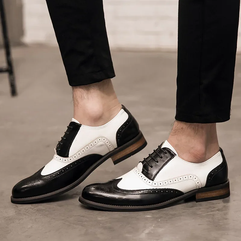 Fashion Mens Brogues Formal Shoes Handmade 2026 Spring New British Style Casual Business Leather Wedding Social Shoes Man Size44