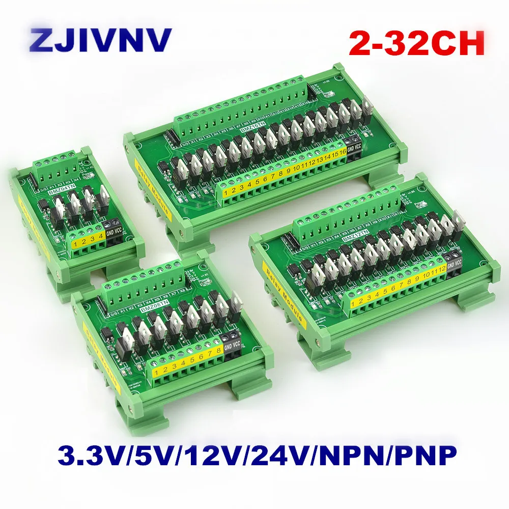 4-32 Channels IO Card PLC Signal Amplifier Board  PNP NPN Conversion Input Optocoupler Isolation Transistor tigger voltage 24V