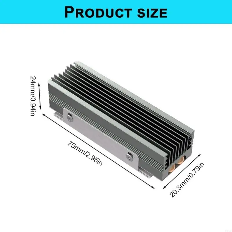 C90F Quiet M.2 2280 SSD Heat Sink For PC NVME Drive Aluminum Cooling System With 2 Screws Thermals Conductive Silicone Pad