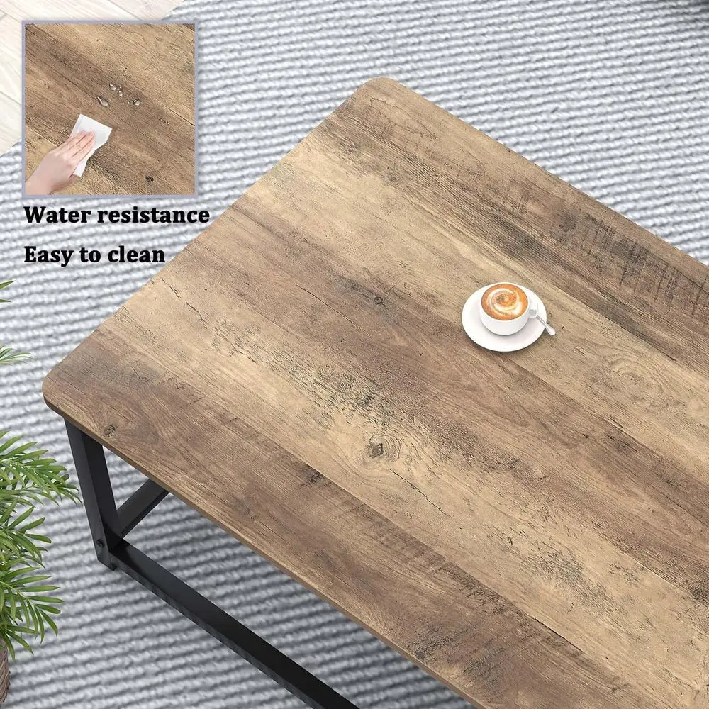 Rustic Oak Modern Coffee Table with Storage Shelf, 47 Living Room Centerpiece in Wood and Metal