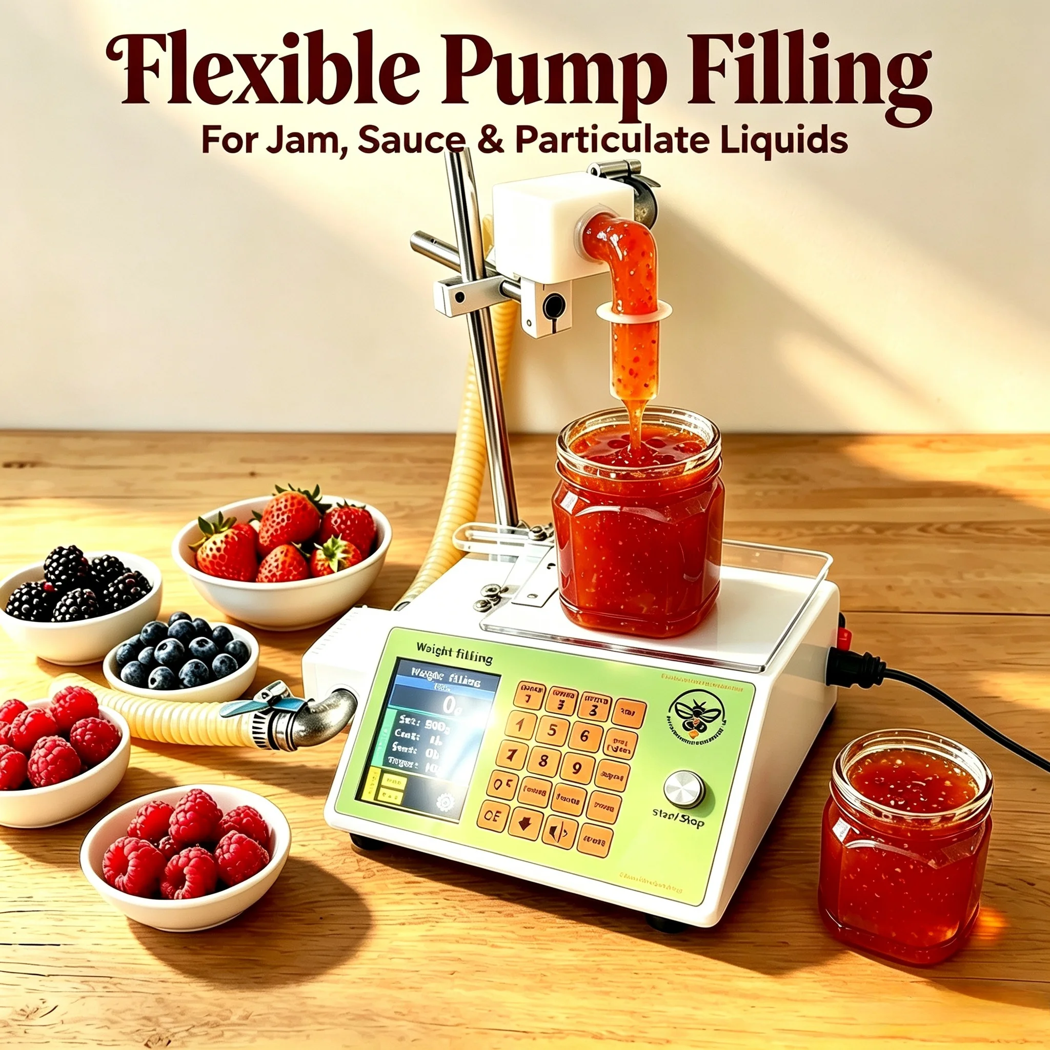 Flexible Pump Filling Machine 50‑5000g Weight Filler, Jam, Fruit Sauce, Honey, Meat Paste, Liquid Egg, Yogurt
