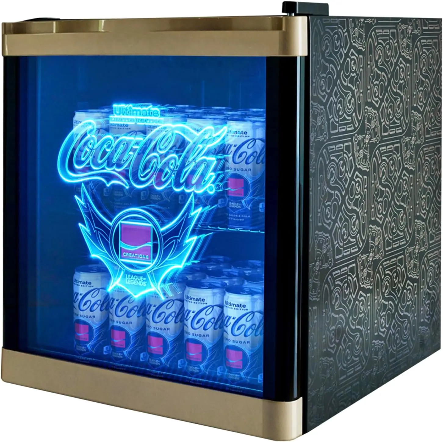 48L Mini Fridge – Limited Edition Coca-Cola® Exclusive Gaming Room Mini Fridge, Cool LED lighting, Glass Door with Logos