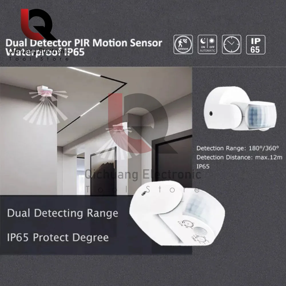 1Pcs Motion Sensor AC220-240V Motion Detector Automatic 180-360 Degree Switch Light Outdoor Infrared Sensor Timer 600-1200W