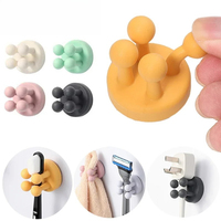 Silicone Razor Holder Adhesive Toothbrush Key Towel Hanger Hook Bathroom Wall Organizer Rack Kitchen Gadget Storage Rack