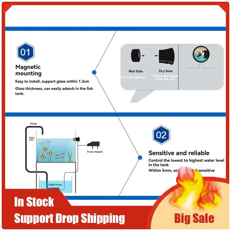 

A70U New Transparent Water Aquarium Fishbowl Water Pump Controller Auto Top Off System Reef Tank Pet Replenisher EU Plug