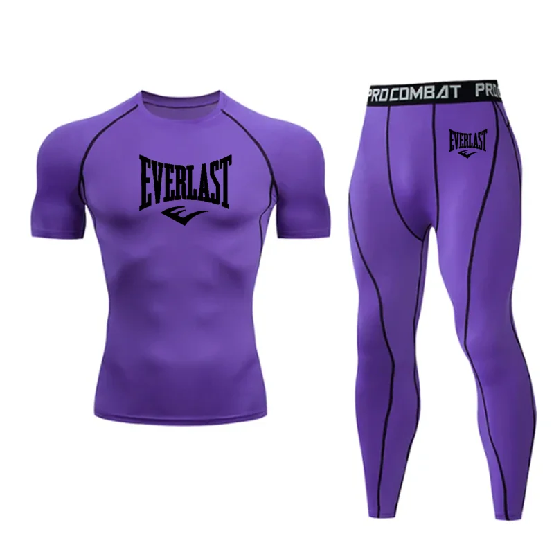 EVERLAST-Sportswear De Compressão Impressa Para Homens, Ginásio De Fitness, Vestuário De Treinamento Apertado, Corrida De Esportes, Roupas De Corrida