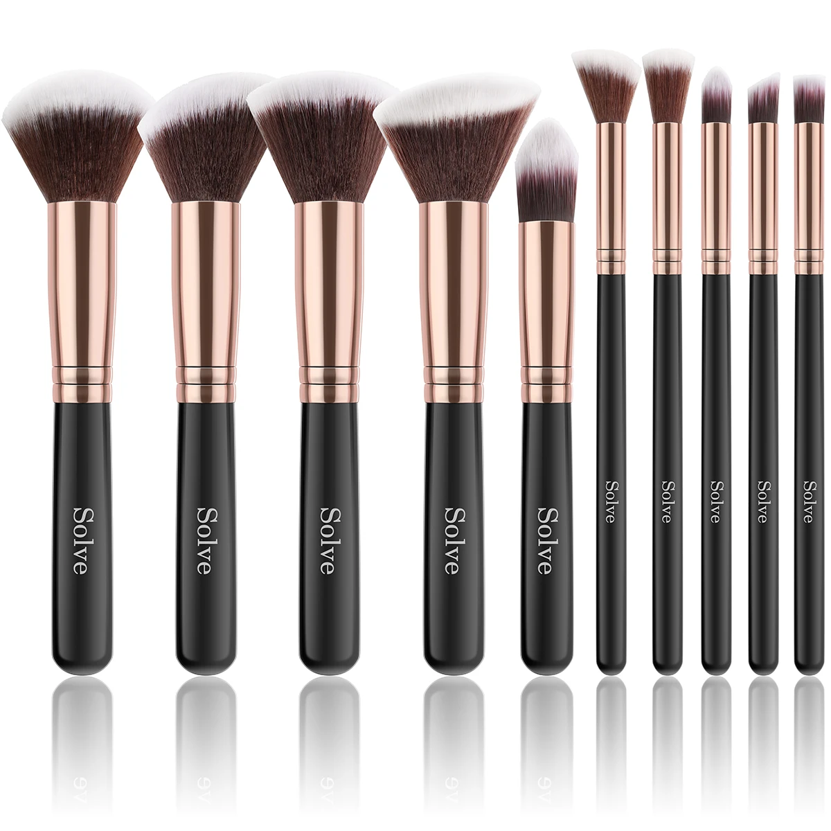 10-teiliges Premium Synthetik-Make-up-Pinsel-Set für Foundation, Lidschatten, Concealer, Rouge, Eyeliner - Beauty-Anwendungs-Kit