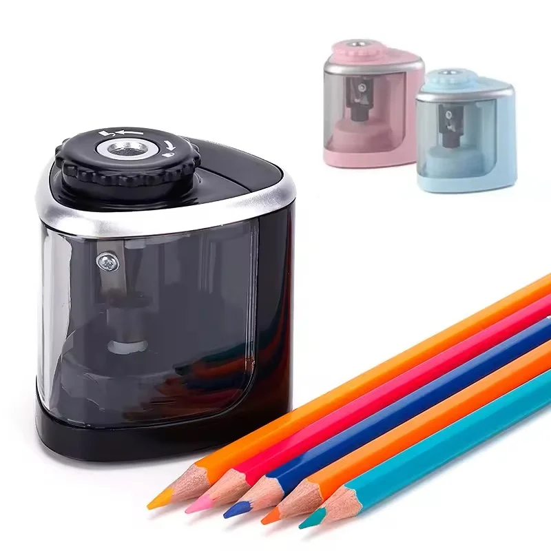 Electric Auto Pencil Sharpener With Helical Steel Blade Portable 6-8mm Pencil Cutter For Artists Kids Adults School Home Supply