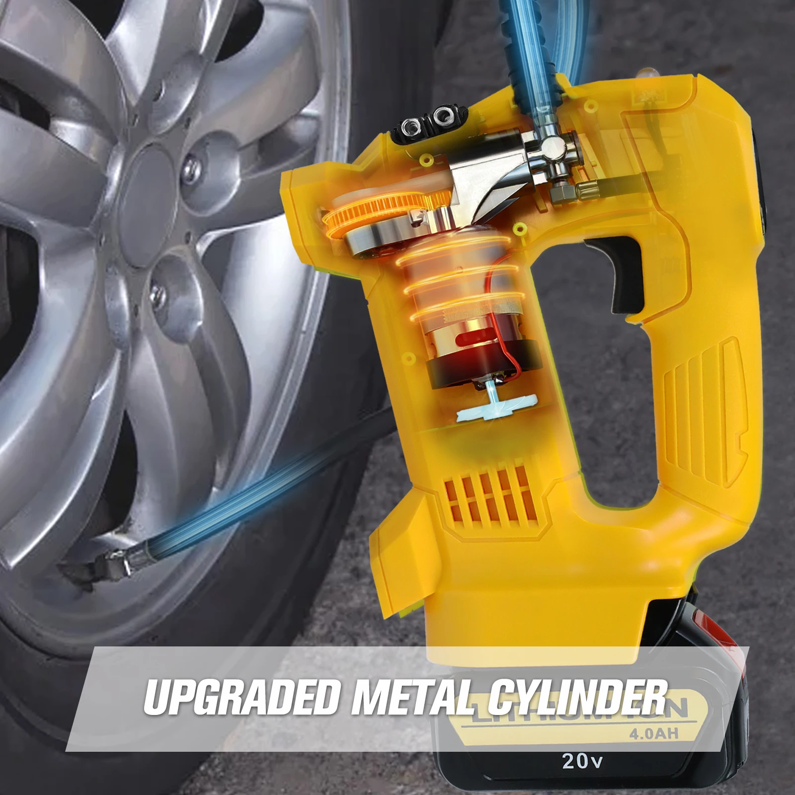 Imagem -06 - Bomba de ar Elétrica Portátil para Dewalt Inflator Pneu sem Fio Manômetro Digital Apto para Carros Bicicletas Motocicletas 18v