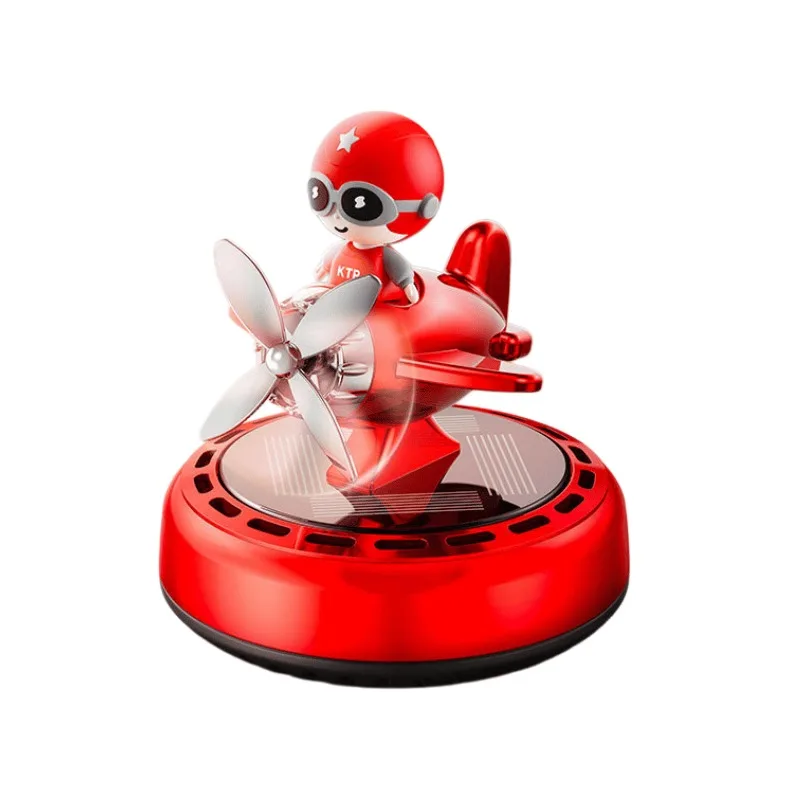 Solar Powered Rotating Pilot Figure Airplane Car Air Freshener Perfume Dashboard Ornament Interior Fragrance Diffuser Gift