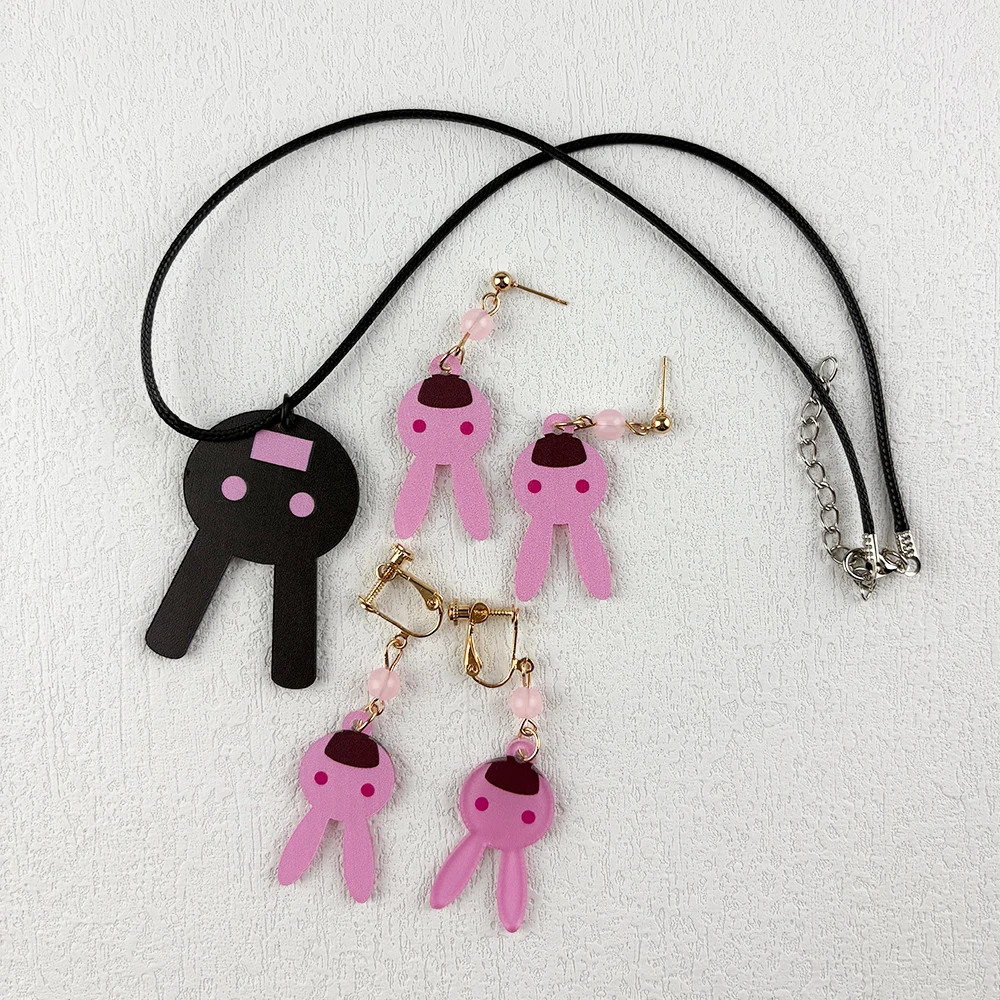 Anime BanG Dream Imai Lisa Cosplay Necklace Earrings Girl Eardrop Cute Rabbit Pendant Ear Clip Jewelry Accessories