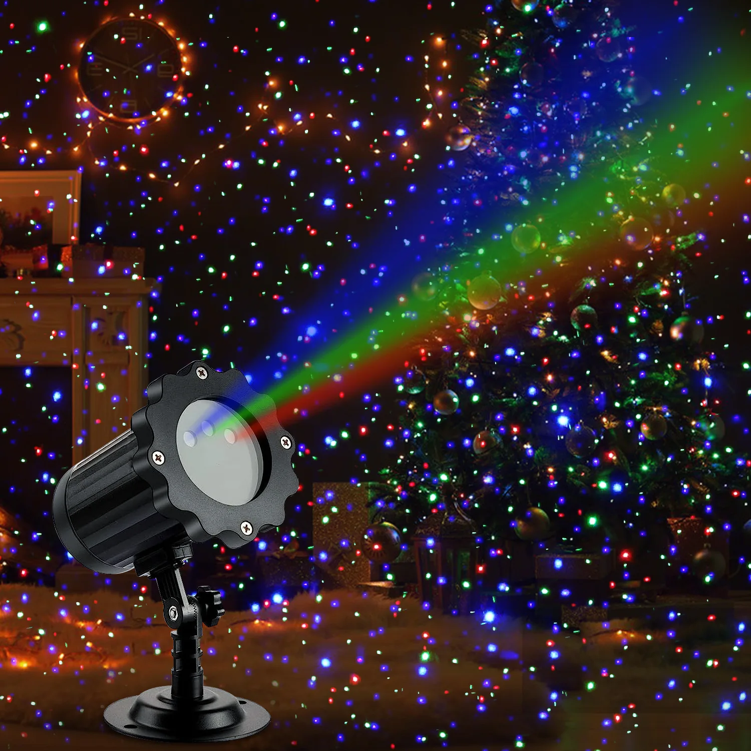 

Laser Christmas Projector Light Outdoor Moving RGB Christmas Projector Light 3 Color Motion Firefly Light Show for Holiday Decor