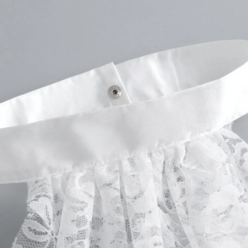 Fashionable Double Layer Lace Collar Style Neck Ruffle Adjustable Ribbon Tie Decorative Accessory For Women