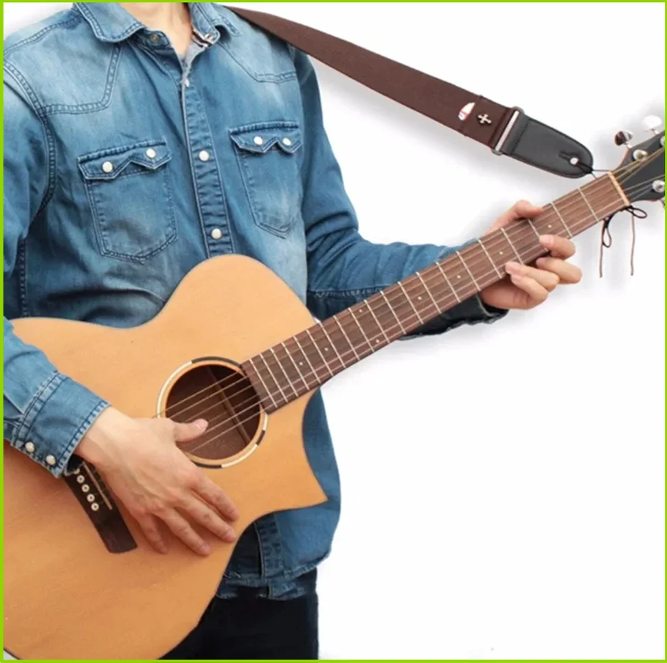 Gitarrengurt für E-Gitarre, Akustikgitarre und Folk-Gitarre, Vintage-Kreuz-Design, Gitarrengurte mit Persönlichkeit, Plektren, Gitarrenzubehör für die Tasche – Detail 6