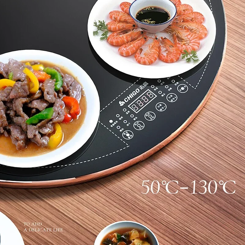 CHIGO 60cm Electric Food Warmer Fixed and Rotatable Style Food Insulation Board 24h Reservation Child Lock Function Warmer Plate