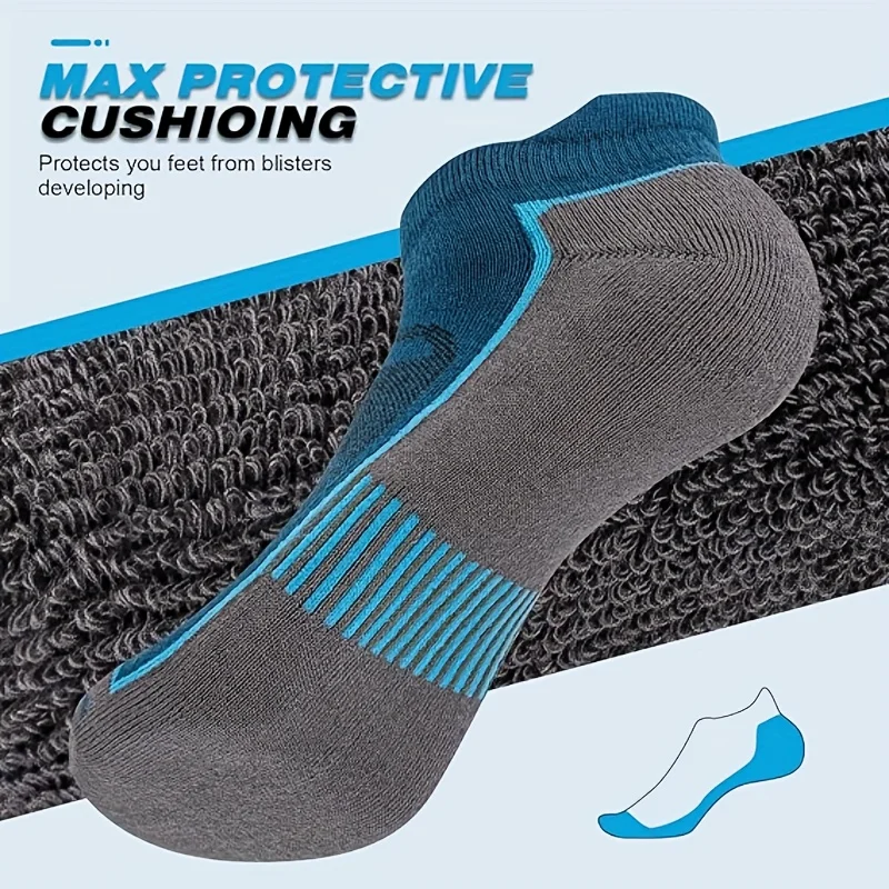 6 Pack Men's Athletic Socks Thick Cushioned Breathable Moisture Wicking for Running Hiking view 5