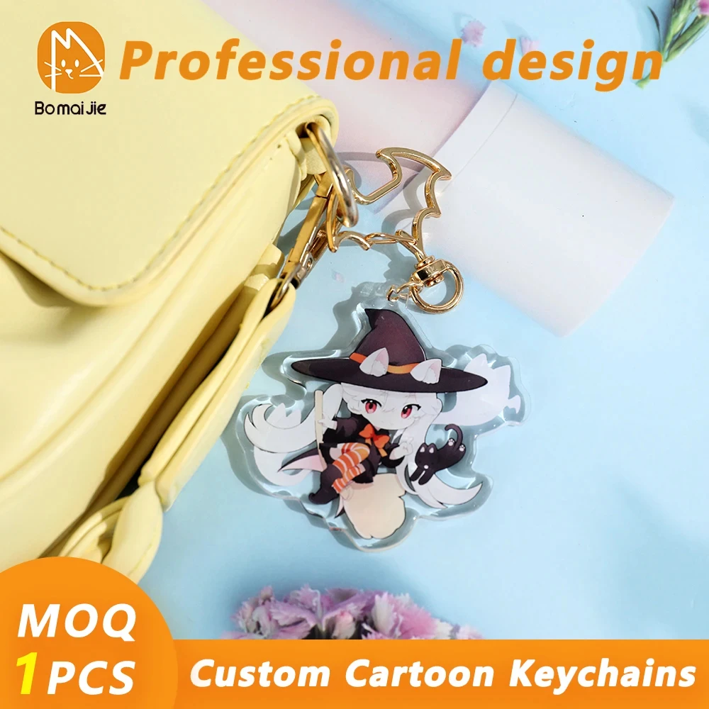 Custom Keychains Cartoon Llavero Personalized Acrylic Charm Clear Epoxy Transparent Hologram Custom anime Key Chain Custom gift