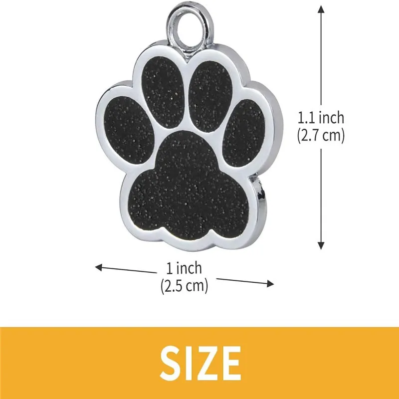 Wholesale 10Pcs Paw Blank Decoration Color Dog Pet Id Tags Anti-loss Plate Alloy Lable Keryrings Accessories