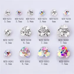 10PCS/Wrapped Silver Mini Drill 3D Alloy Nail Glitter Gemstones AB Crystal Luxury Nail Stones Gel Polish Nail Parts Gemstones#08