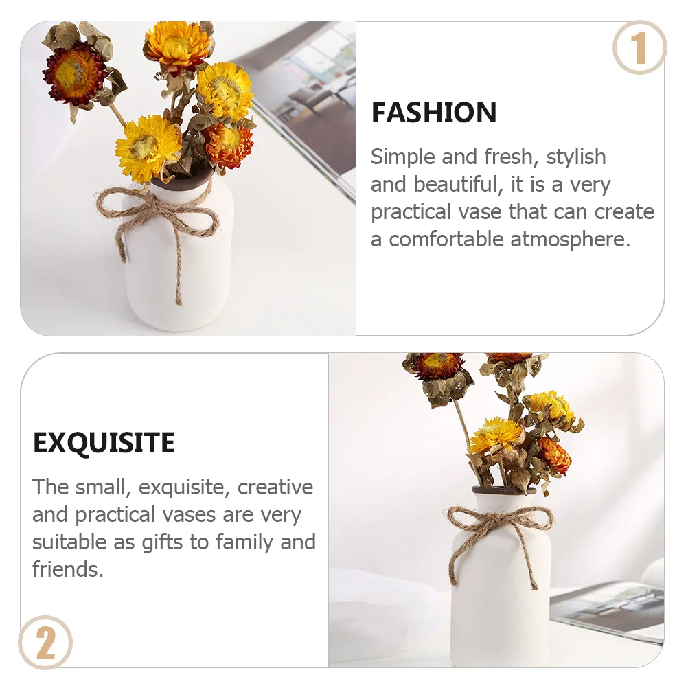 

1Pcs Ceramic Vase White Porcelain Small Practical Flower Container Home Office Decor Tabletop Decorative Flower Pot