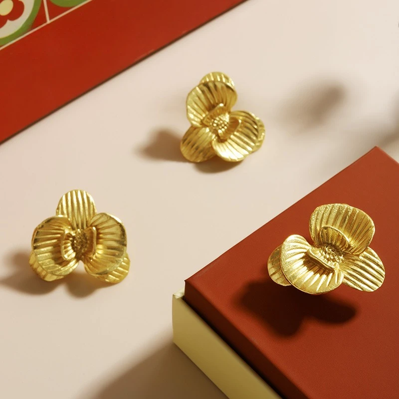 Children's room small orchid pull-handle brass handle cabinet door decorative handle drawer creative cabinet door handles