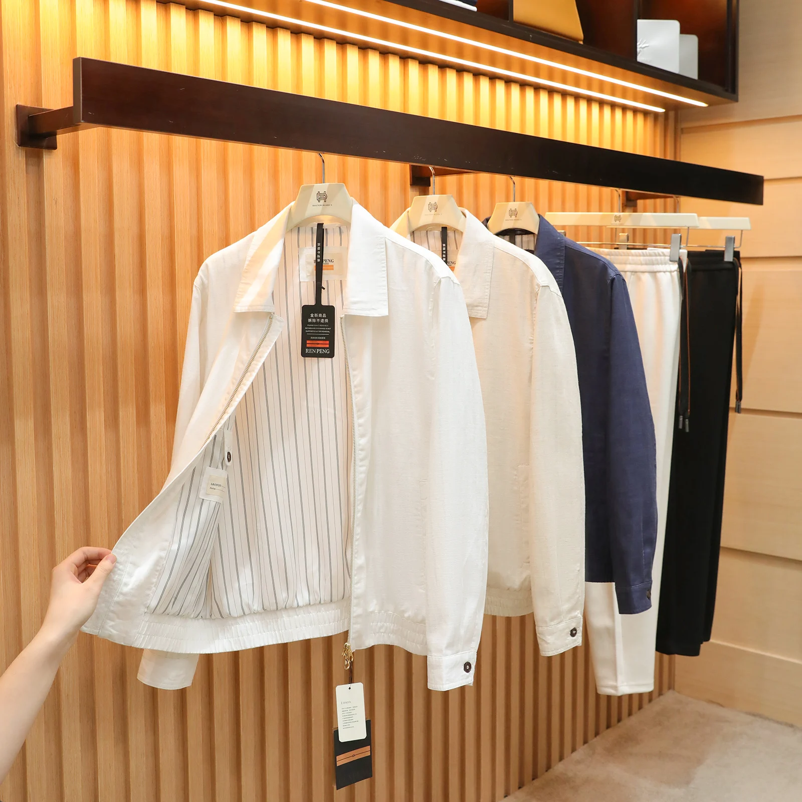 

Italian Luxury Flannel Linen Mixed Jaet Men's High End Lenzing Linen Cotton Spring 2026 Doctor.Huang's Casual Sle Zipper
