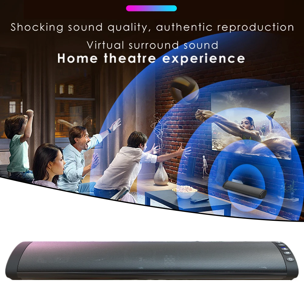 

Bluetooth-колонка с FM-радио, настенное крепление, беспроводной ТВ-саундбар, стерео, объемный бас, музыкальная шкатулка для дома, спальни