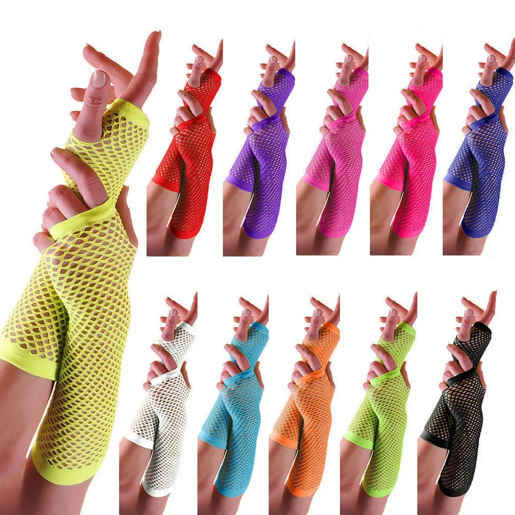 

1 Pair Womens Fishnet Gloves Fingerless Mesh Gloves Mittens Punk Fancy Night Club Party Costume Leg Arm Cuff Gloves перчатки