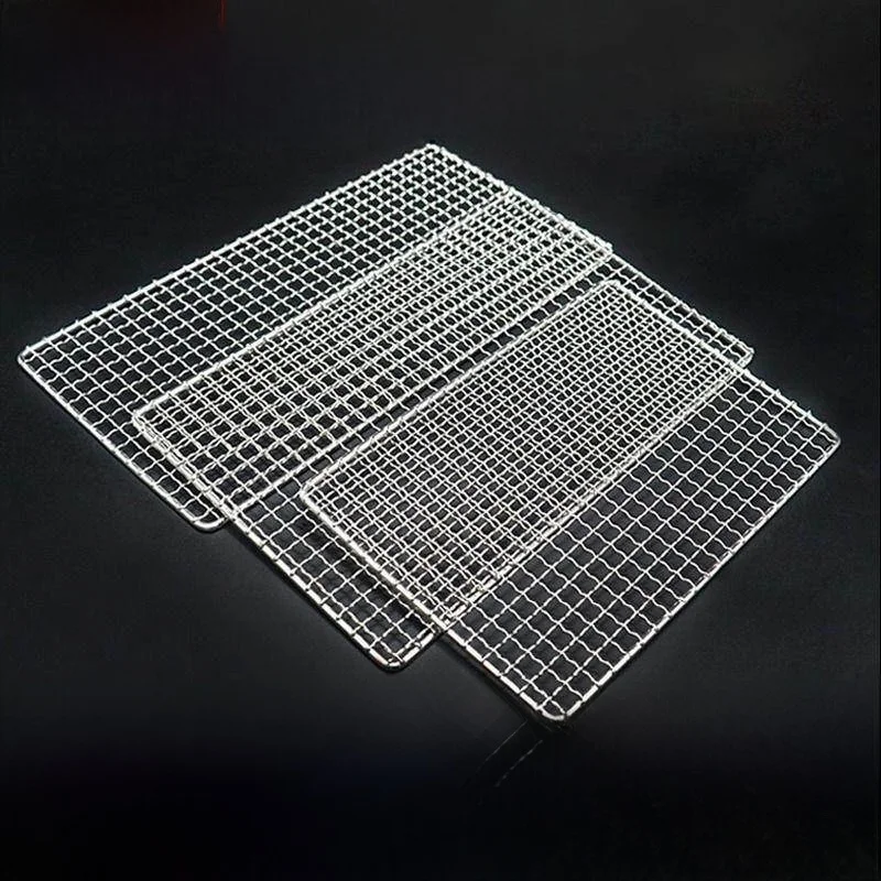 

304 Stainl Steel Rectangular Me BBQ ill Mat Oven Accory Cam Outdoor Cooking Tool Barbecue Network Ra