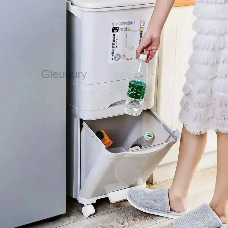 household lid, with trash use, can, Kitchen large capacity, double-layer, dry and wet separation, classification, thickened