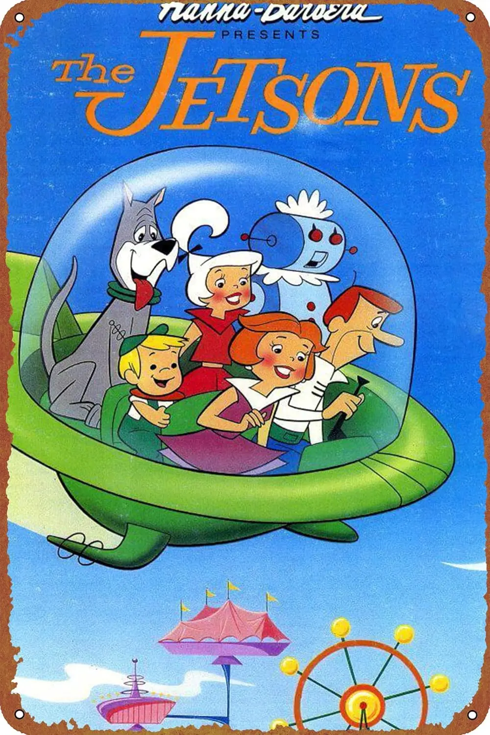 The Jetsons Tin Sign Retro Metal Movie Poster Art Wall Home Decor 8x12 Inches