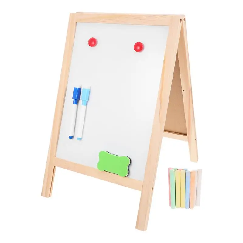 1 Set Wooden Stand Blackboard Double Side Message Draw Board White And Black Display Small Chalkboard Signss For Children